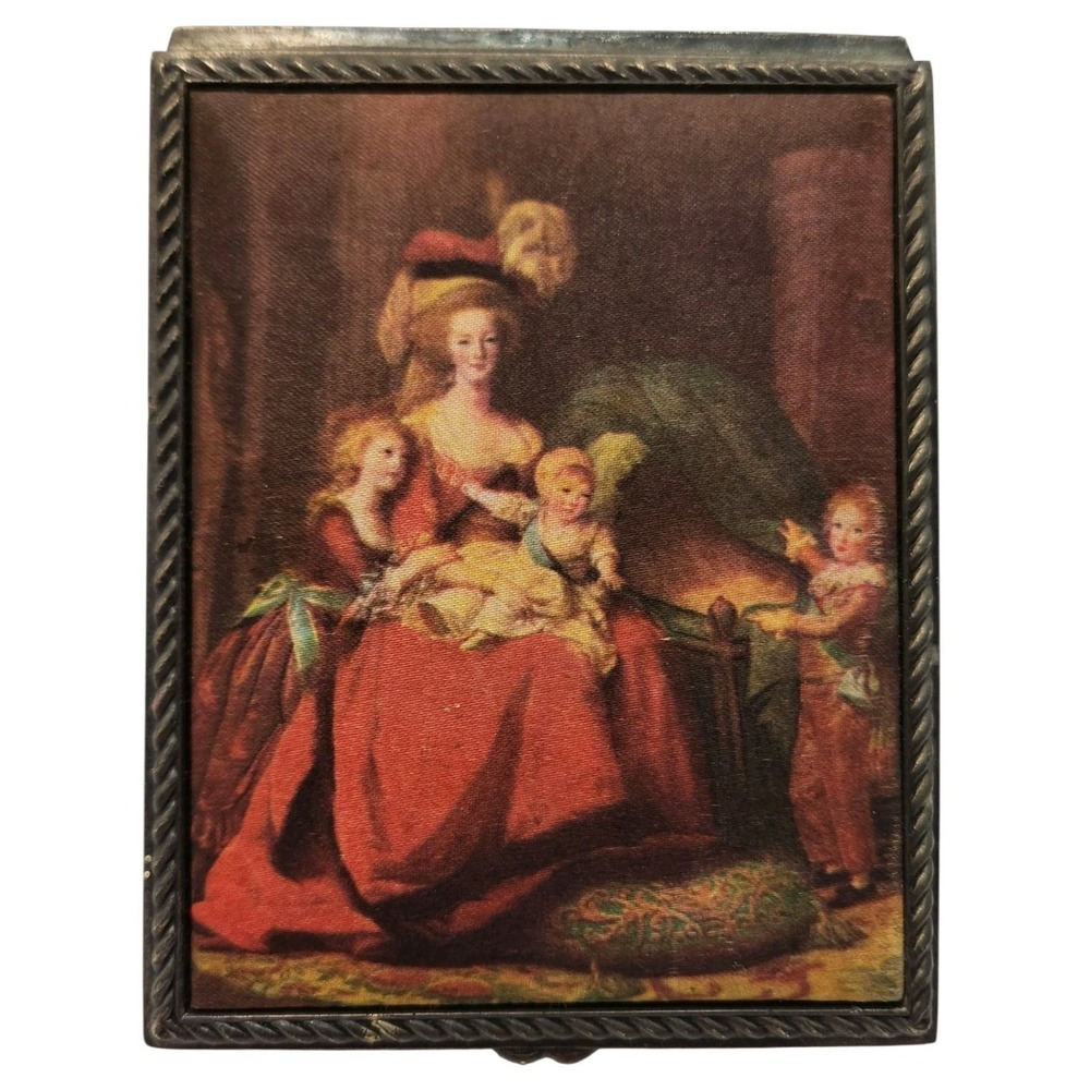 Vintage Hinged Trinket Box Marie Antoinette Et Ses Enfants Vigee Le Brun #2820